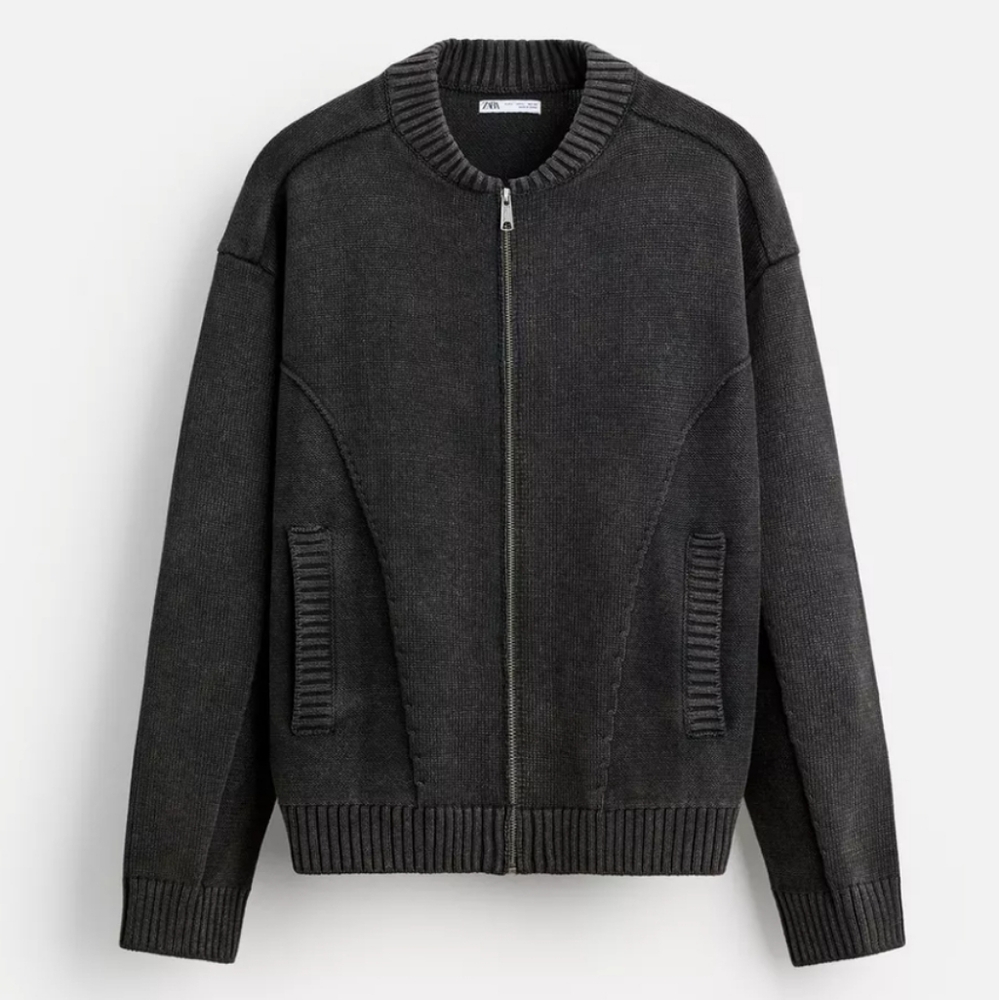 Zara Black Zip-Up Sweater